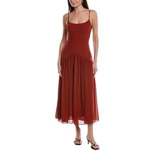 Reveriee Womens Midi Dress, Red